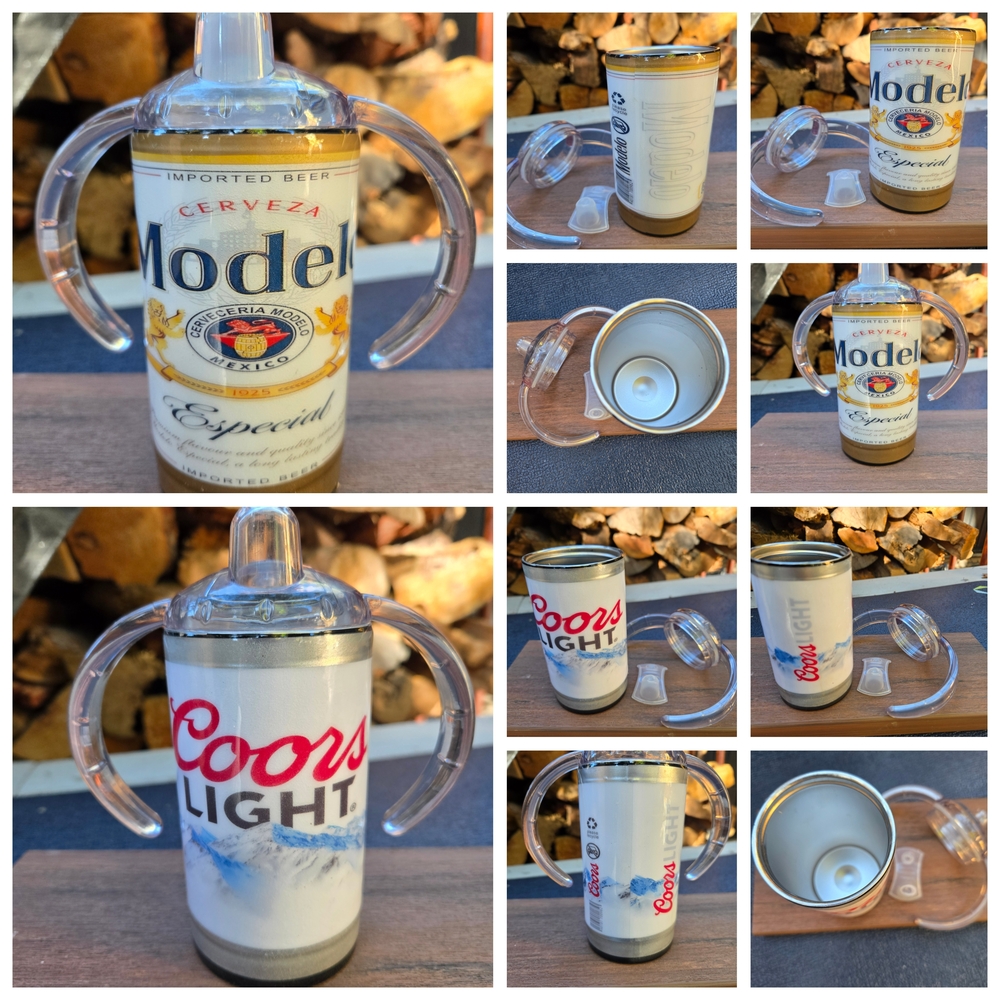 Modelo and Coors Light Sippy Cups - Clear and White